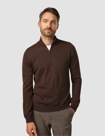 Shaping New Tomorrow - Premium Merino Half-Zip - Espresso - Herre - Størrelse XXL
