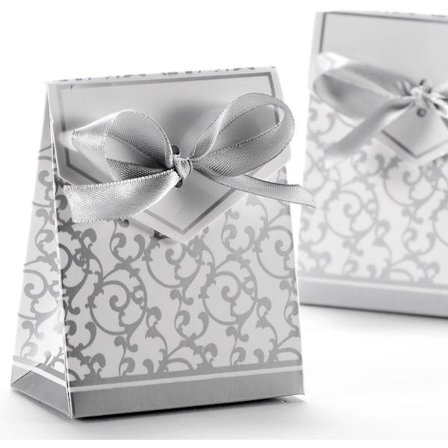 Paket med 50 presentaskar med band (silver)