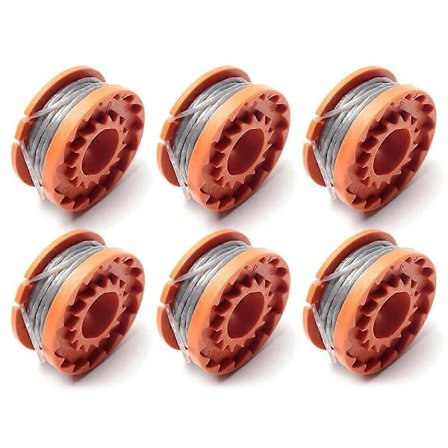 6 stk. Erstatningsspoler med nylontråd til Spear and Jackson/Mac Allister/Qualcast/Worx græstrimmere