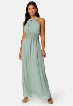 VILA Milina Halterneck Maxi Dress Green Milieu Klær