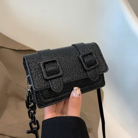 Mini Small Messenger Bag -ketjukukkaro MUSTA