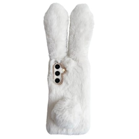 SKALO Samsung S25 3D Fluffy Bunny Suojakuori - Valkoinen