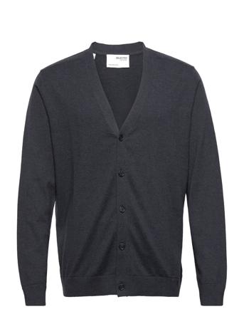 Slhberg Ls Knit V-Neck Cardigan B Ex Navy Selected Homme
