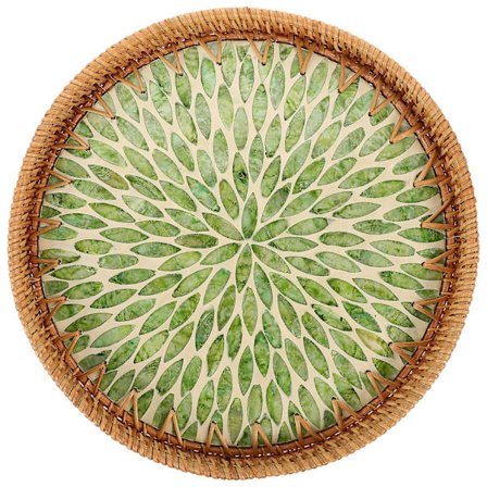 Vävd Korg Snacks Serveringsbricka Fruktförvaring Hållare Vävd Torkad Frukt Förvaringsbricka