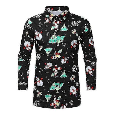 /EA/Miesten joulupaidat poropainatuksella, yksirivinen matkapaita, lumiukko-kuvioitu tunika, XL Musta Joulu