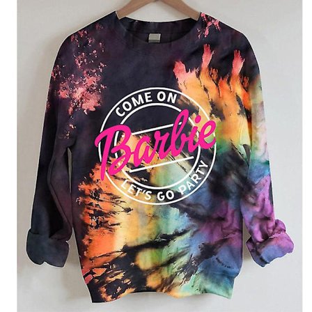 Naisten Tie Dye -collegepaita, rento pitkähihainen toppi, painettu paita, rento paita