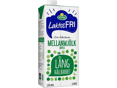 ARLA Mjölk m. laktosf. lång håll. 1L 1,5% - Lyreco - Kök och servering - Kaffe och te - Kaffemjölk