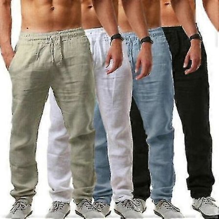 Herre Casual Bomuld Hør Løse Harem Bukser Strand Yoga Hippie Bukser