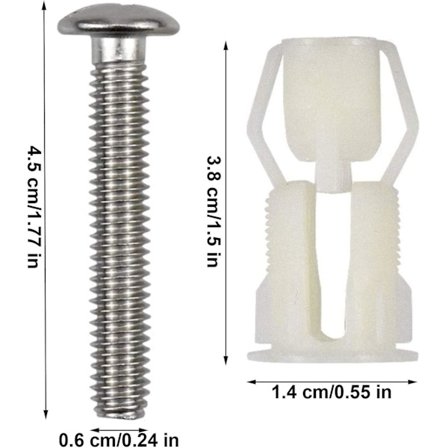 Yläkiinnitysmutterit 4 kpl kannen laajennusruuvit wc-laajennusruuvit saranan kiinnityssarja wc-istuimelle, wc-kannen, korjausosille