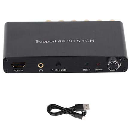 HDMI Audio Extractor Decoder Convertor for Dolby Support 4K 5.1CH Tredimensjonal 110‐240Vsort UK