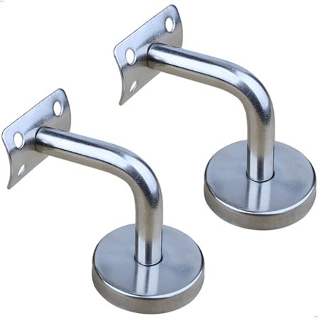 Set med 2 polerade rostfria handledsstöd för väggmontering, handledare för innervägg, loft