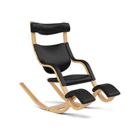 Varier Furniture Gravity - Black Leather - Light brown base