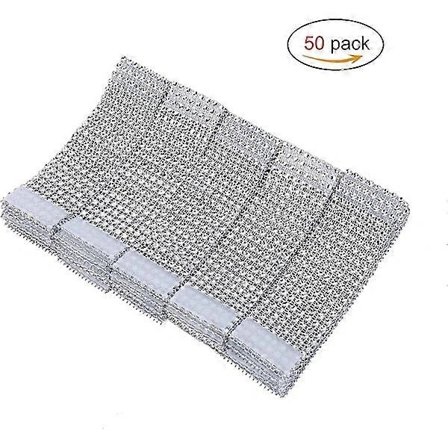 Hopeinen strassinen lautasliinarengas bling-setti koristeluun 50 kpl