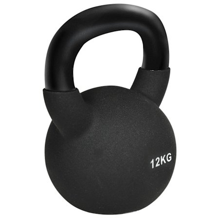 Kettlebell Støbejern Neopren Belægning Gulvvenlig Swing Håndvægt Sort 12 Kg