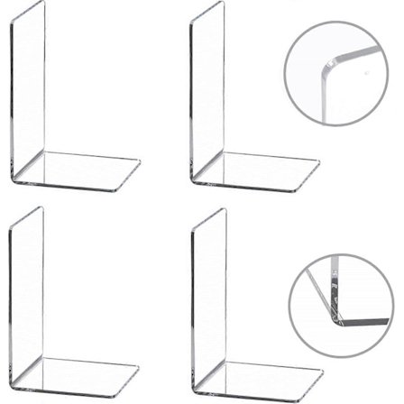4-delt bogstøtte, klare akryl bogreol bogstøtter, kraftige bogstøtter og skrivebordsorganisator, bog/film/CD-bogstøtter, 12,5*12,5*18,5 cm