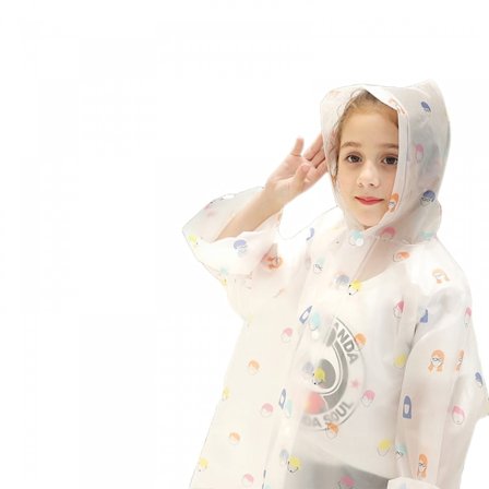 Genanvendelige regnslag til børn - Bærbart regntøj med hætte, unisex, til børn i alderen 6-12 år (størrelse M)