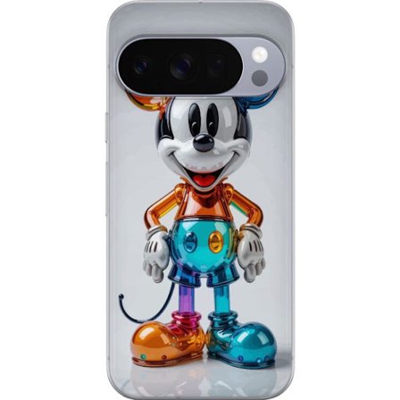 Kompatibelt Mobildeksel til Google Pixel 10 Pro Mickey futuristisk fargerik figur glossy leketøy krom neon Disney popkunst moderne samleobjekt livlig