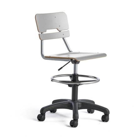 Oppilastuoli LEGERE korkeussäädettävä, suuri istuin, pyörällinen, korkeus:530-720 mm, harmaa