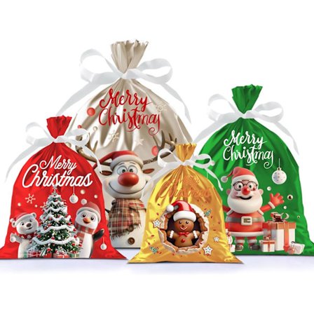 4 stk. juleposer, julegaveposer Multipack, små, mellomstore, store og ekstra store julegaveposer til julegaver