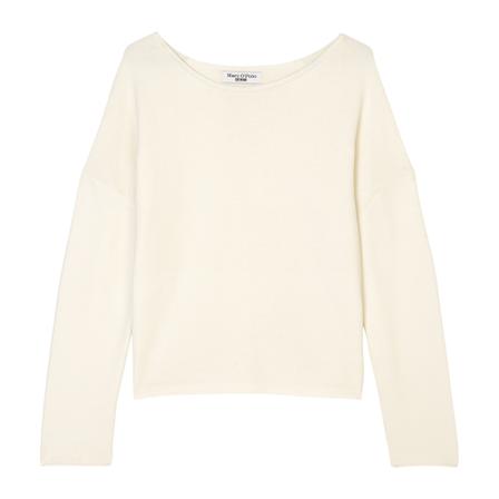Marc O'Polo Round neck fine knit jumper Hvid, Dame Striktrøjer, Størrelse: XS
