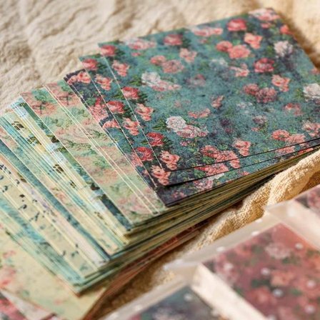 60 Sheet Shabby Flower Texture Craft Paper Junk Journal Ephemera Vintage Flower Small Backdrop Scrapbooking Material Paper Pack