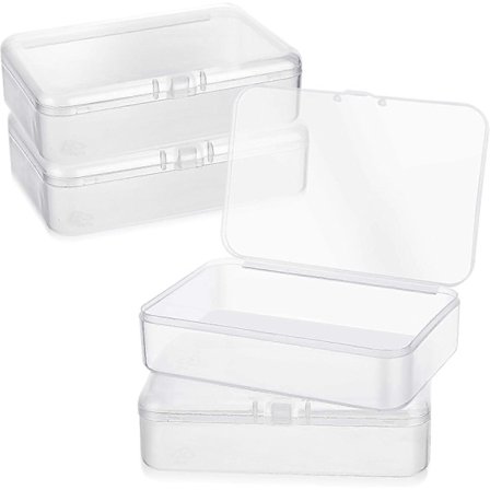 4-pack Små Förvaringsbehållare i Plast med Gångjärnslock, Rektangulära Genomskinliga Förvaringsbehållare i Plast för Pärlor Smycken och Hantverk