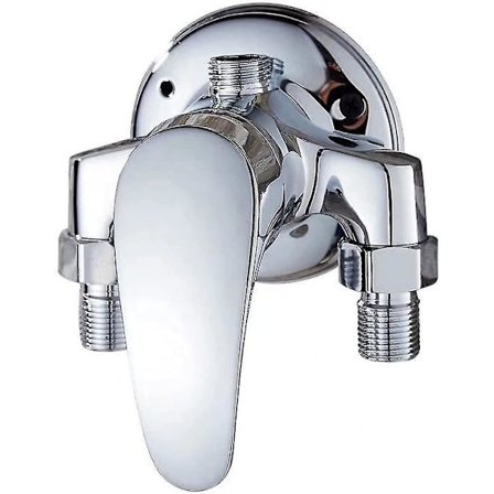 Väggmonterad Enhandtags Duschblandare I Mässing För Badrum Kallt Och Varmt Vatten, Krom