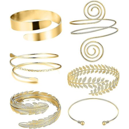 6 st Arm Manschetter, Övre Arm Med Manschettarmband, Justerbar Armband Set