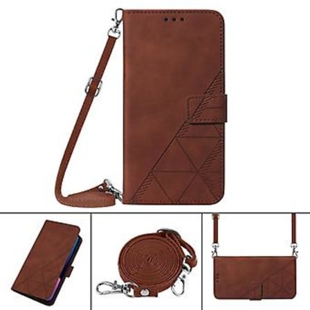 Crossbody-fodral med präglad design för iPhone 12 Pro Max (Brun)
