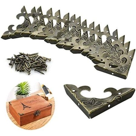 20-pack vintage metallhörnskydd i brons