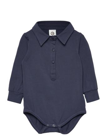 Cozy Me Shirt Body Bodies Long-sleeved Blå Müsli By Green Cotton