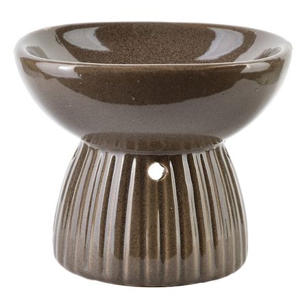 Stilren sjudande aromalampa i brun keramik 12x8,5x10 cm