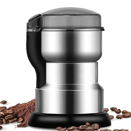 Elektrisk kaffekværn, sølvfarvet krydderikværn, one-touch til formaling af kaffebønner, krydderier, tørrede urter, nødder osv.