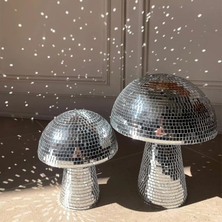 Svamp pall disco, silverreflekterande svampdekoration för fest, rum, bordsdekoration
