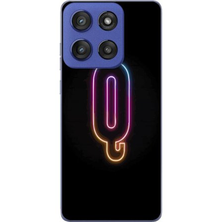 Kompatibelt Mobildeksel til Motorola Edge 60 Stylus Minimalistisk neonbokstav Q i skinnende farger mot mørk bakgrunn