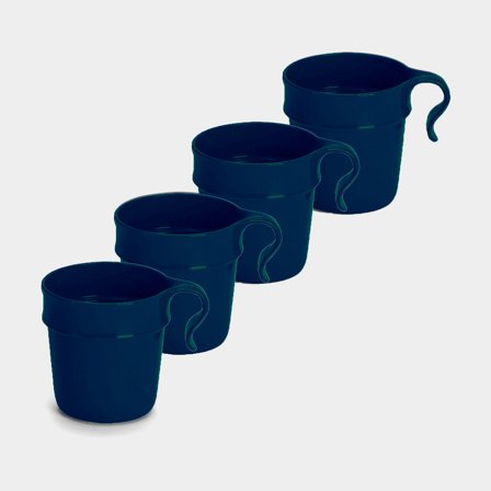 Plastic coffee/tea mug Nordiska Plast, marine, 30 cl / 300 ml, 4-pack