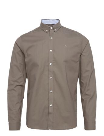 Oxford Stretch Plain L/S Skjorte Uformell Grønn Clean Cut Copenhagen