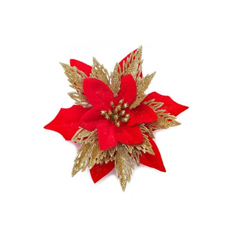 12 stk Julerosa Blomster Røde Juler Tre Blomster Kunstige Julerosa Blomster Deko Julerosa Jul
