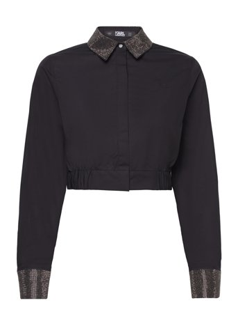 Karl Lagerfeld | Rhinestone Cropped Shirt | 40