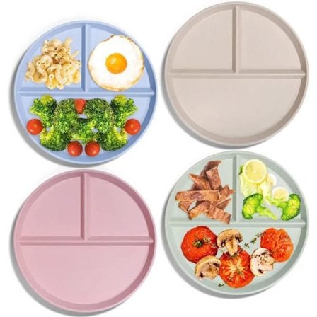 Delade middagstallrikar - Set om 4 - Okrossbar plast - Återanvändbar - Tål diskmaskin