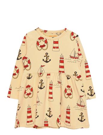 Lighthouse Aop Ls Dress Orange Mini Rodini