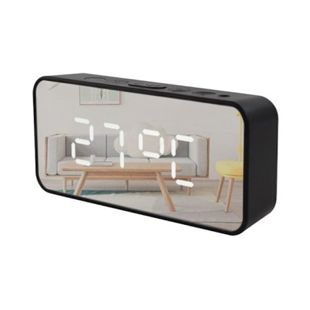 LED Digitalt Vækkeur Stort Tidstemperatur Display Spejl Snooze Bord Automatisk Elektroniske Ure Baggrundsbelysning (Sølv)