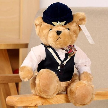 22-40cm Søt Pilot Teddy Bear Plussjeleketøy Høy Kvalitet Kaptein Bjørn Plushie Dukker Kawaii Baby Myk Stu -ES