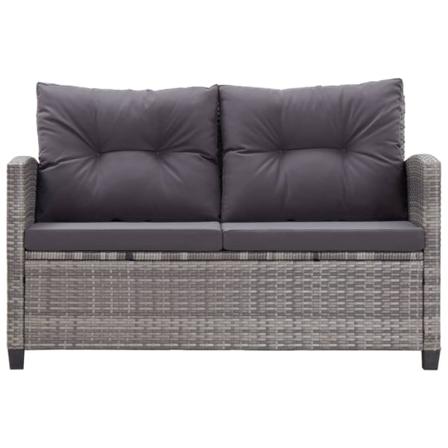 Vidaxl Trädgårdssoffa 2-sits Med Dynor Grå 124 Cm Konstrotting Grå