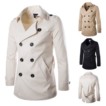 Herr Trenchcoat Slim Fit Dubbelknäppt Beige