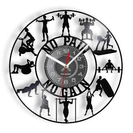 Gym Logo Vægur, 11.7" Vinylplade Vægtløftning & Træning Motiverende Gave