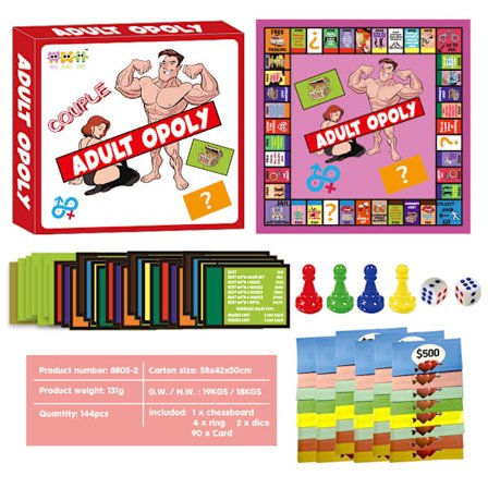 Populært skak- og brætspil for par, datenight-spil for voksne, Monopoly brætspil, skak og kort