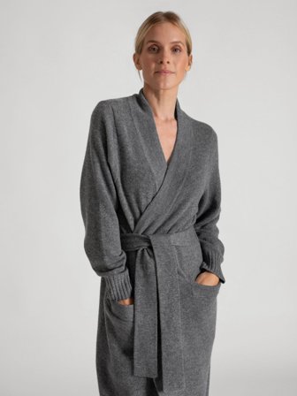 Kashmina - Morgenkåpe "Premium" i 100% kashmirull - Dark grey - Size M/L