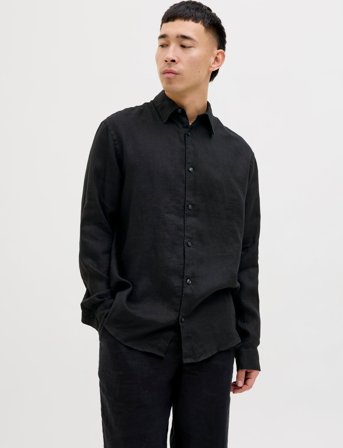 Jack & Jones Jprcclawrence Linen L/S Shirt Sn - Black - XL