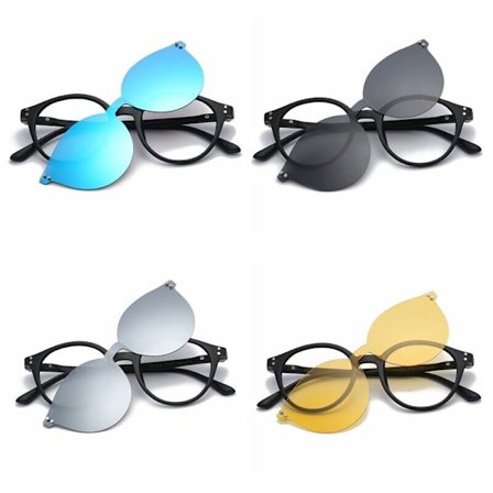 Round Magnetic Sunglasses Clip on Eyeglass Frames Polarized Driving Rx UV D529